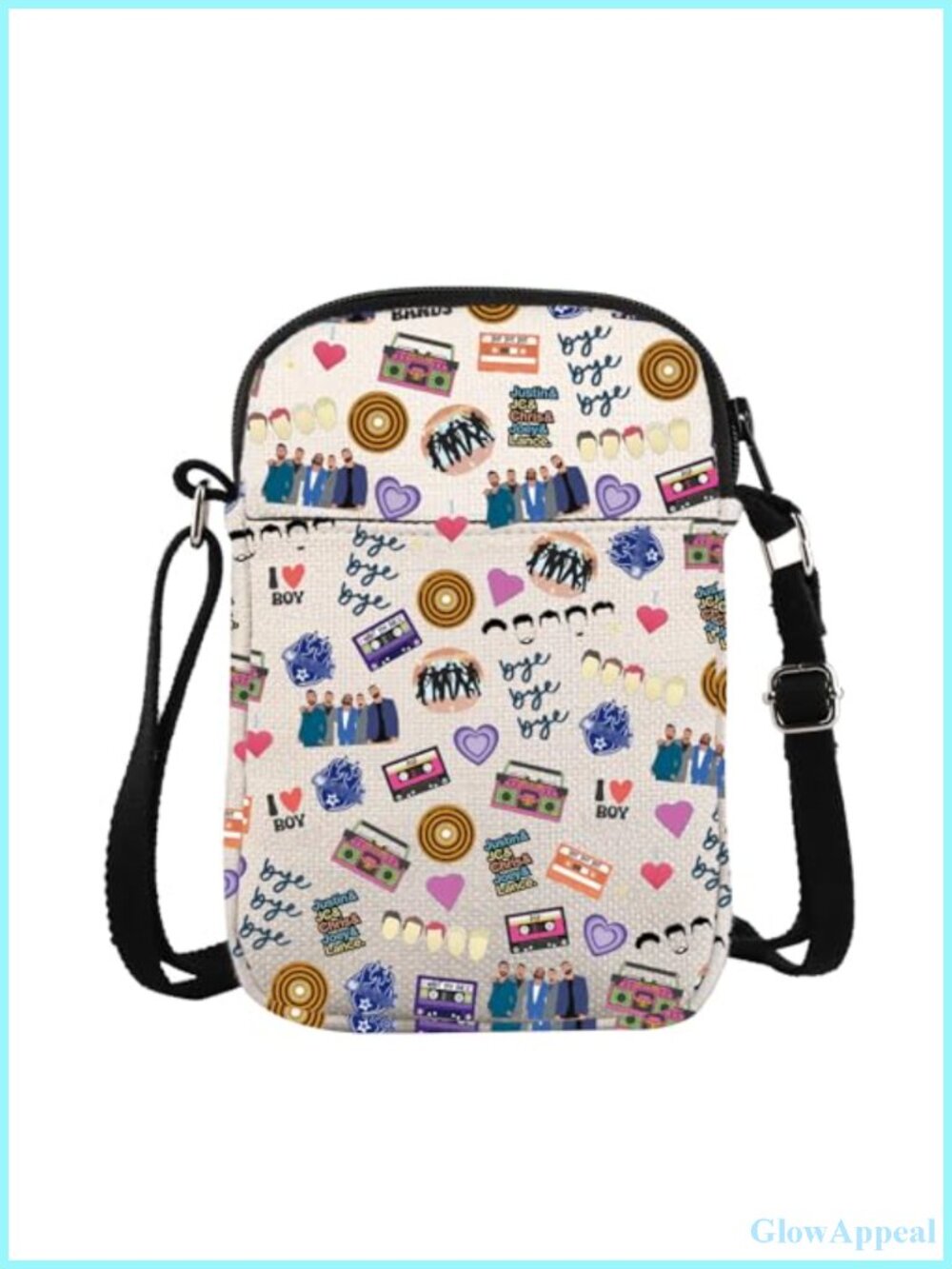 Waterproof Polyester Crossbody Messenger Bag 90s Music Lover Gift